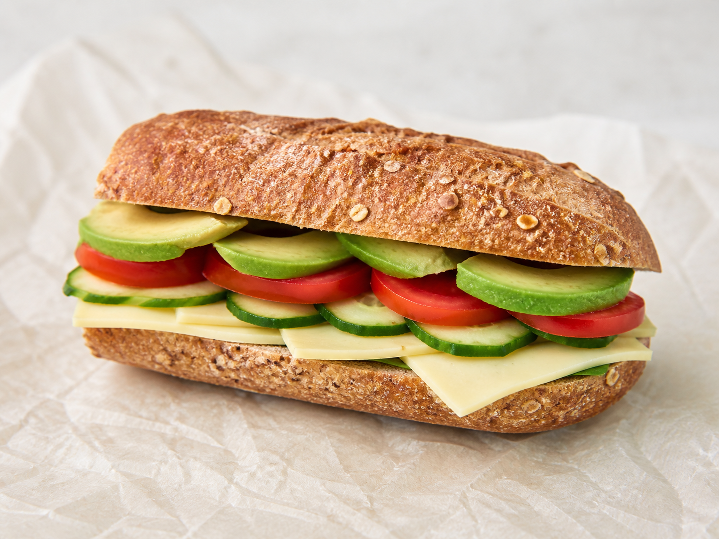 Halve Volkoren Stokbrood Kaas & Groenten
